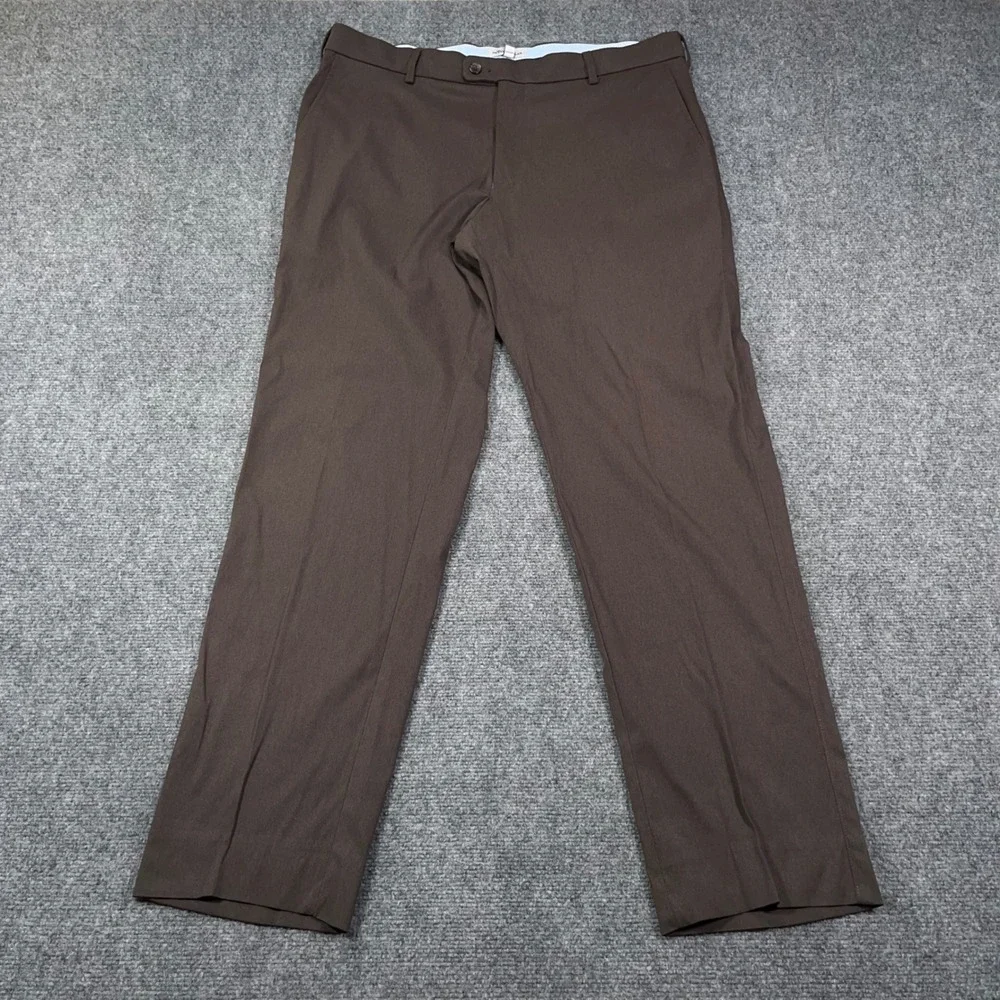 Peter Millar EB66 Highland Performance Pants Mens 35x34 Flat Front Brown Luxury